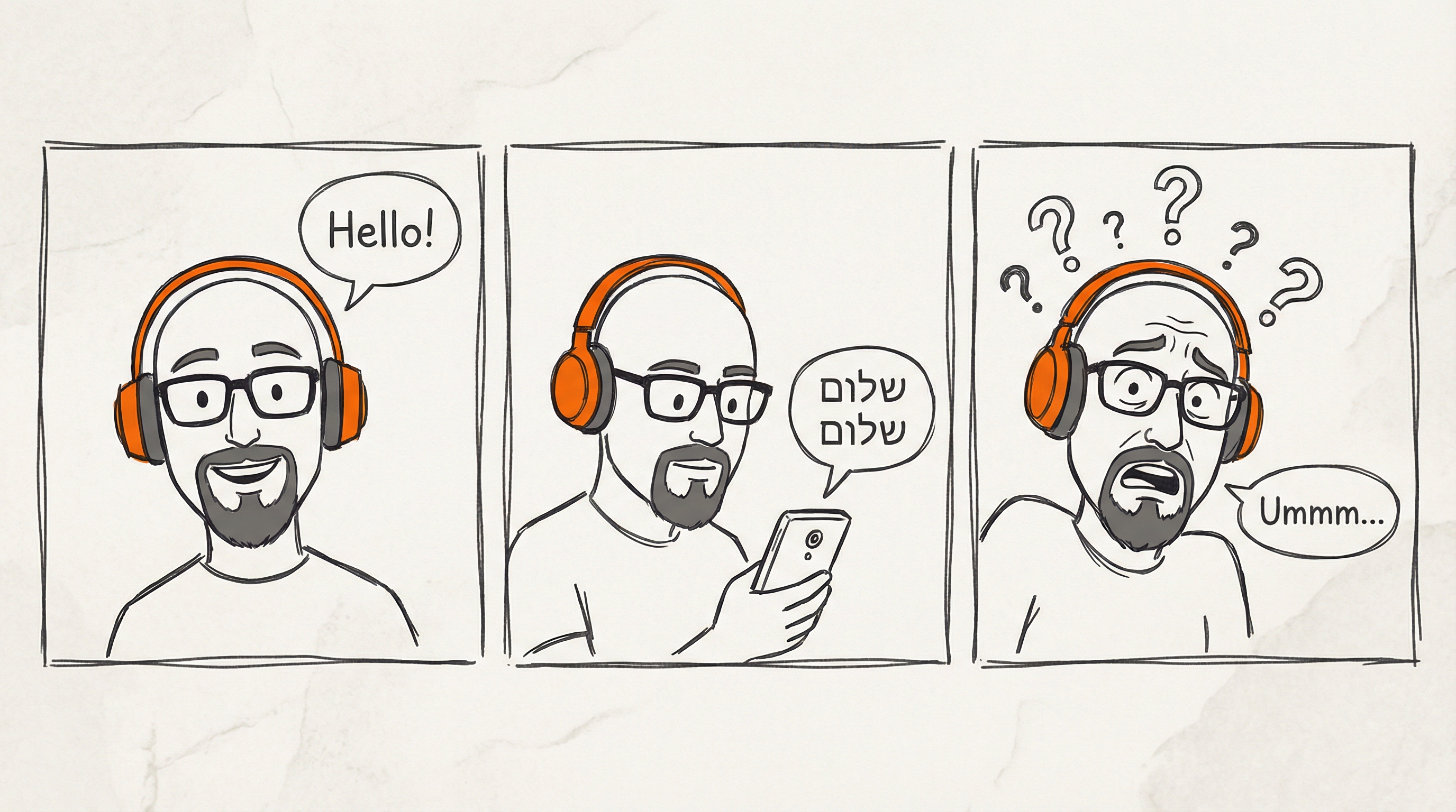 Me speaking English while the agent responds in Hebrew - shalom shalom!